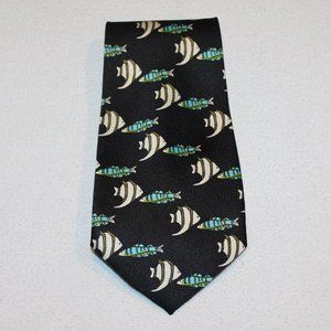 Sidae men's necktie neck tie black background with fish